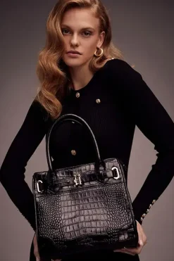 Holland Cooper The Brompton Mini Tote Black Croc Discount