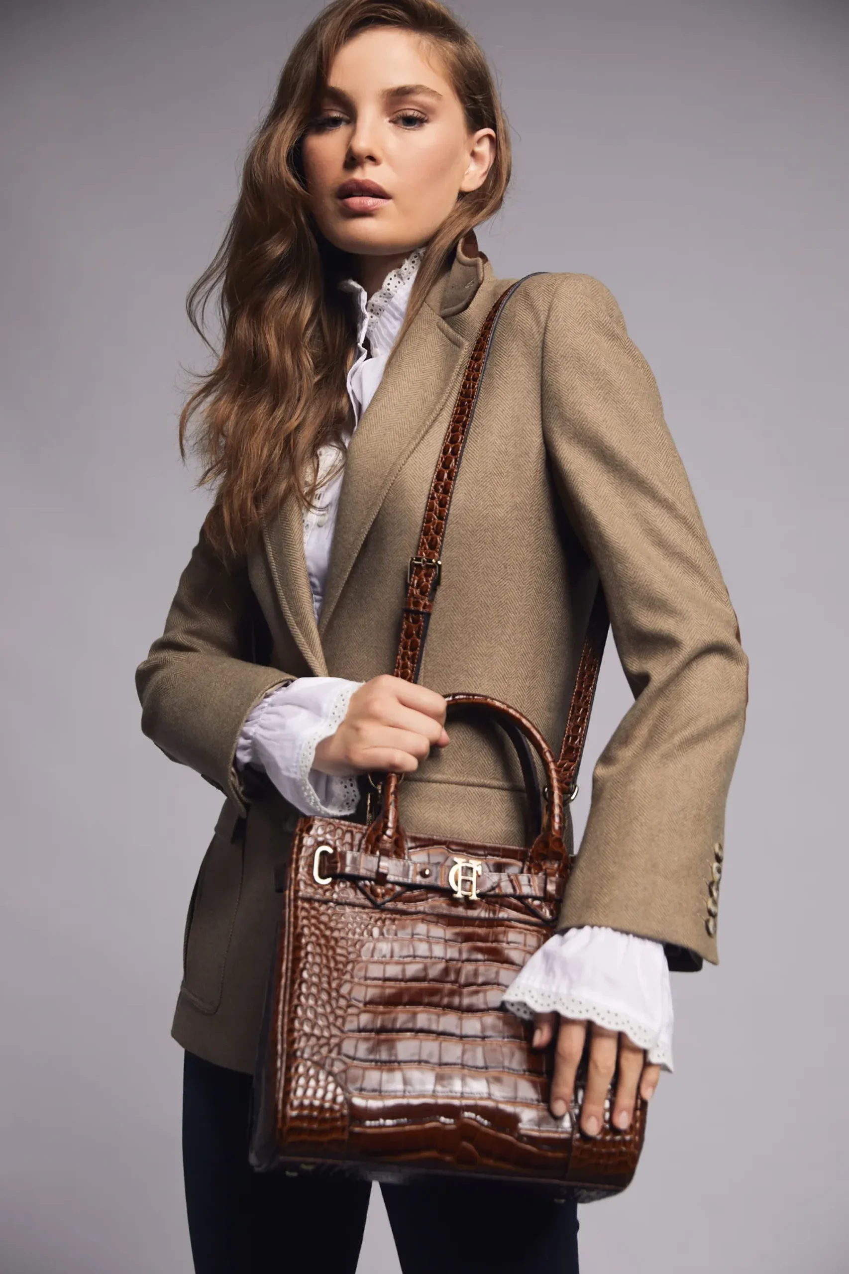 Holland Cooper The Brompton Mini Tote Tan Croc Online