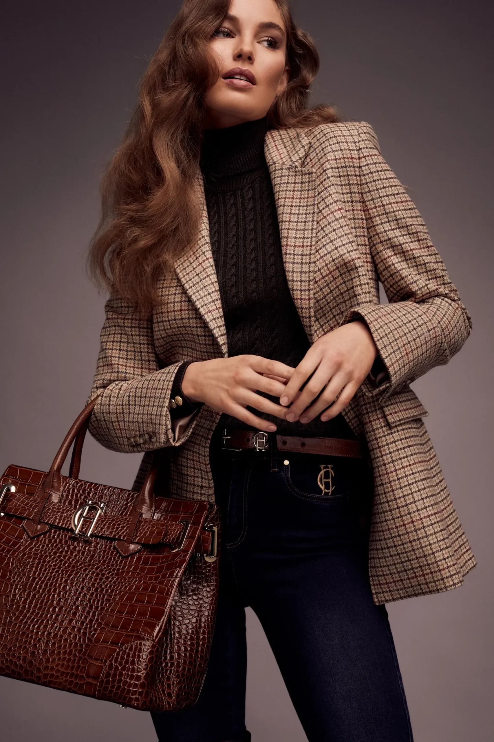 Holland Cooper The Brompton Tote Tan Croc Sale