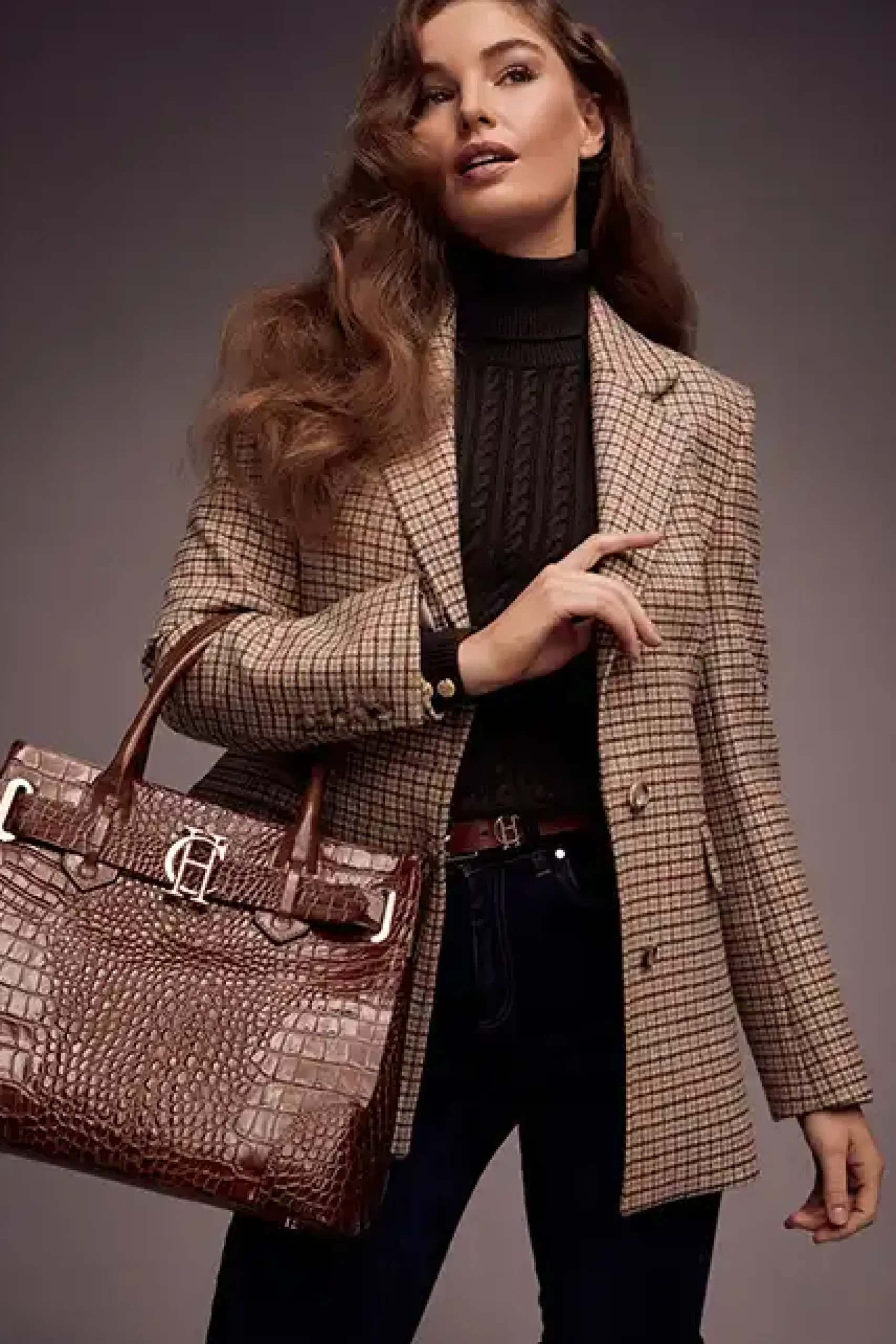 Holland Cooper The Brompton Tote Tan Croc Sale