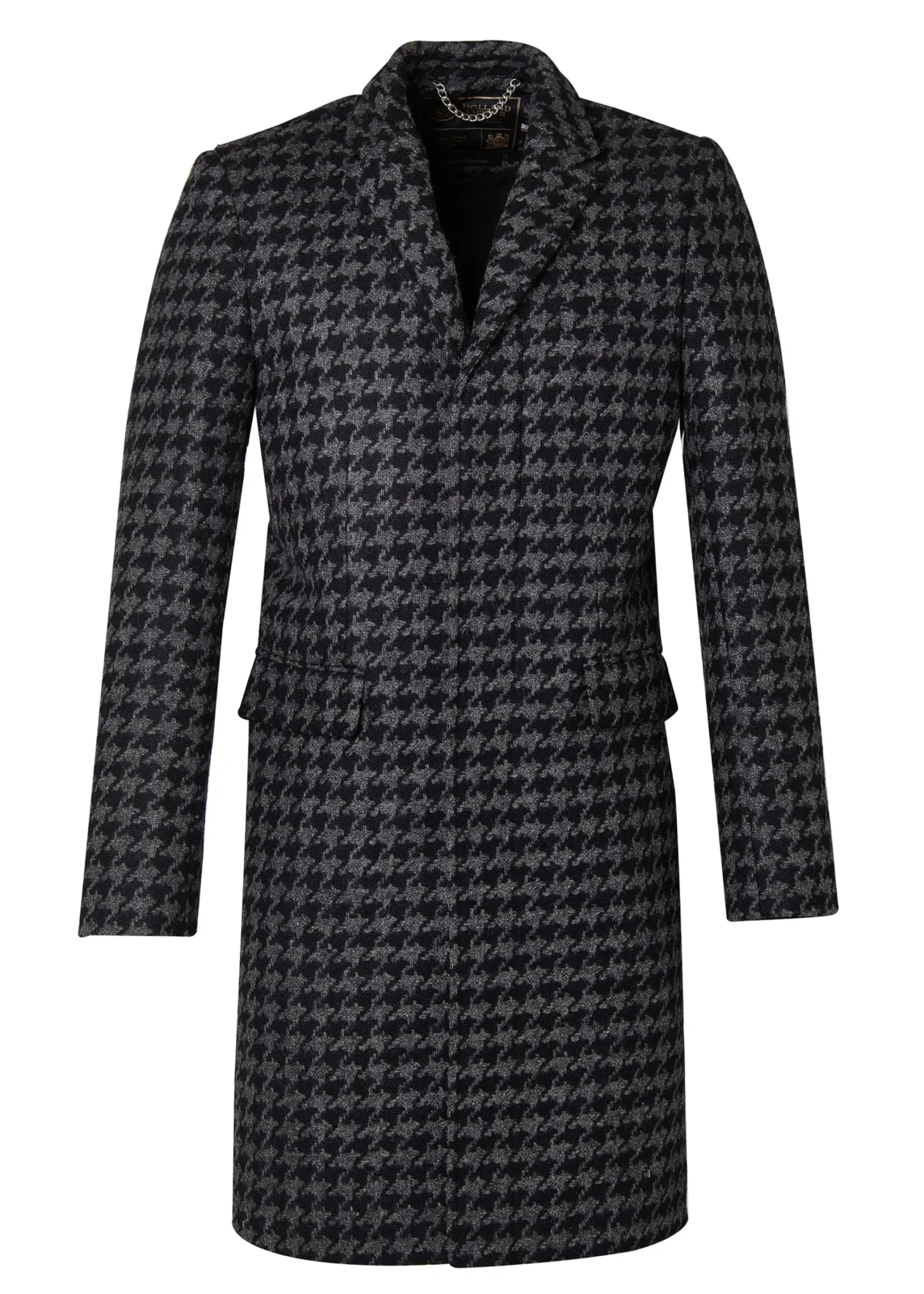 Holland Cooper The Cheltenham Coat Large Scale Charcoal Houndstooth Discount
