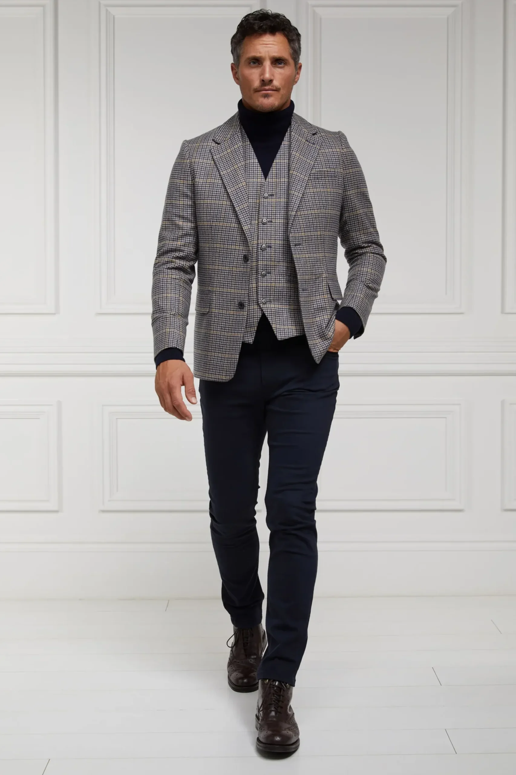 Holland Cooper The Single Breasted Blazer Prince Of Wales Navy