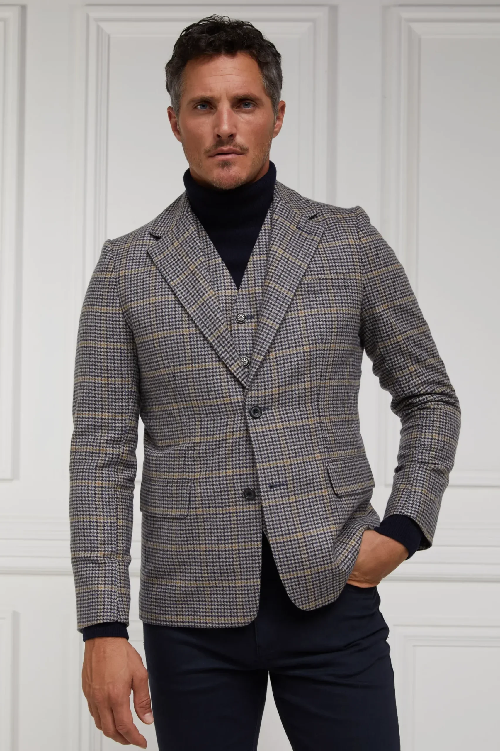 Holland Cooper The Single Breasted Blazer Prince Of Wales Navy