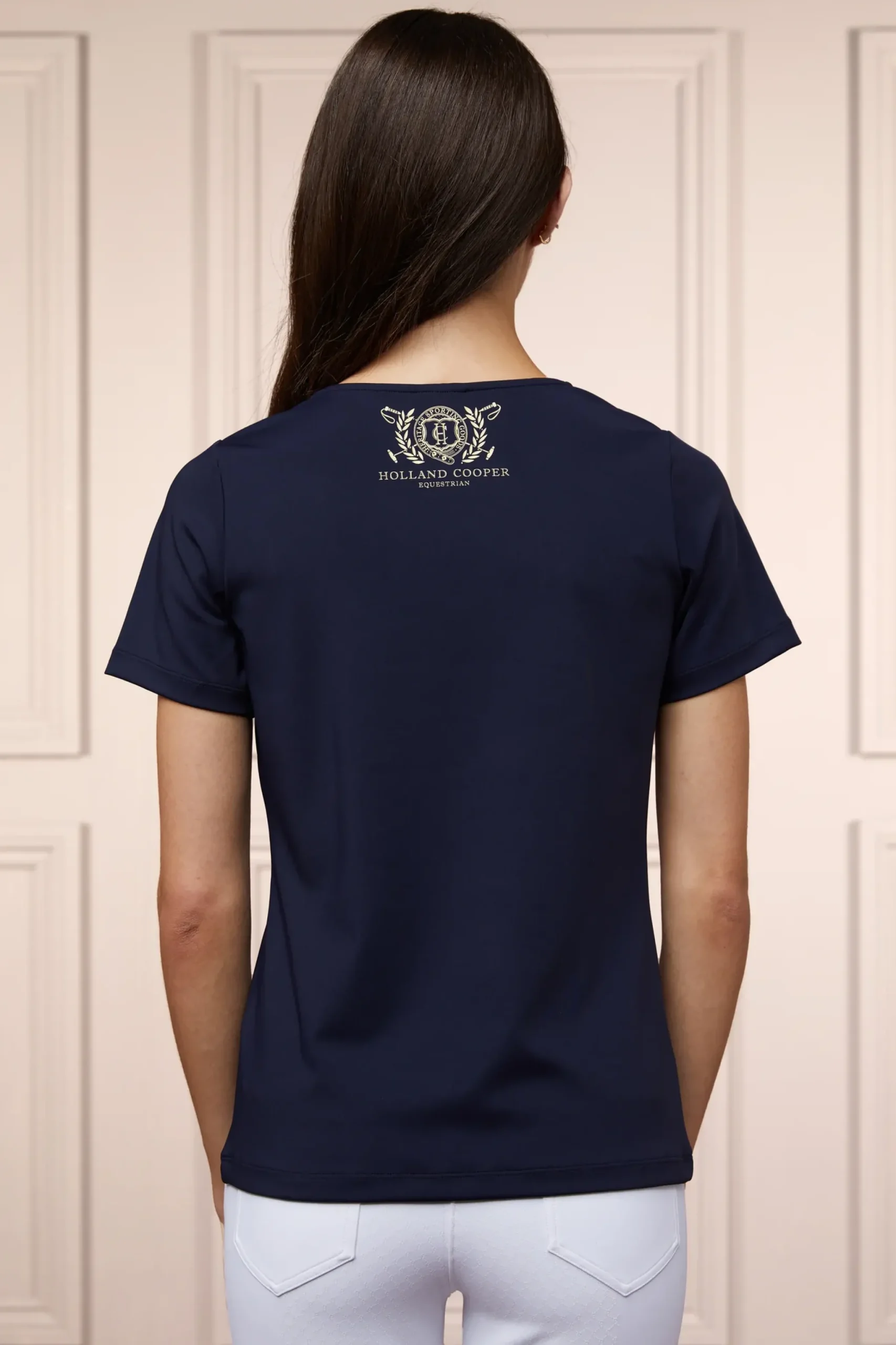Holland Cooper Training V-Neck Tee Ink Navy Discount