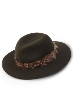 Holland Cooper Trilby Hat Double Feather Band Forest Green Sale