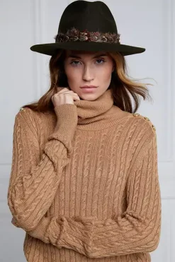 Holland Cooper Trilby Hat Double Feather Band Forest Green Sale