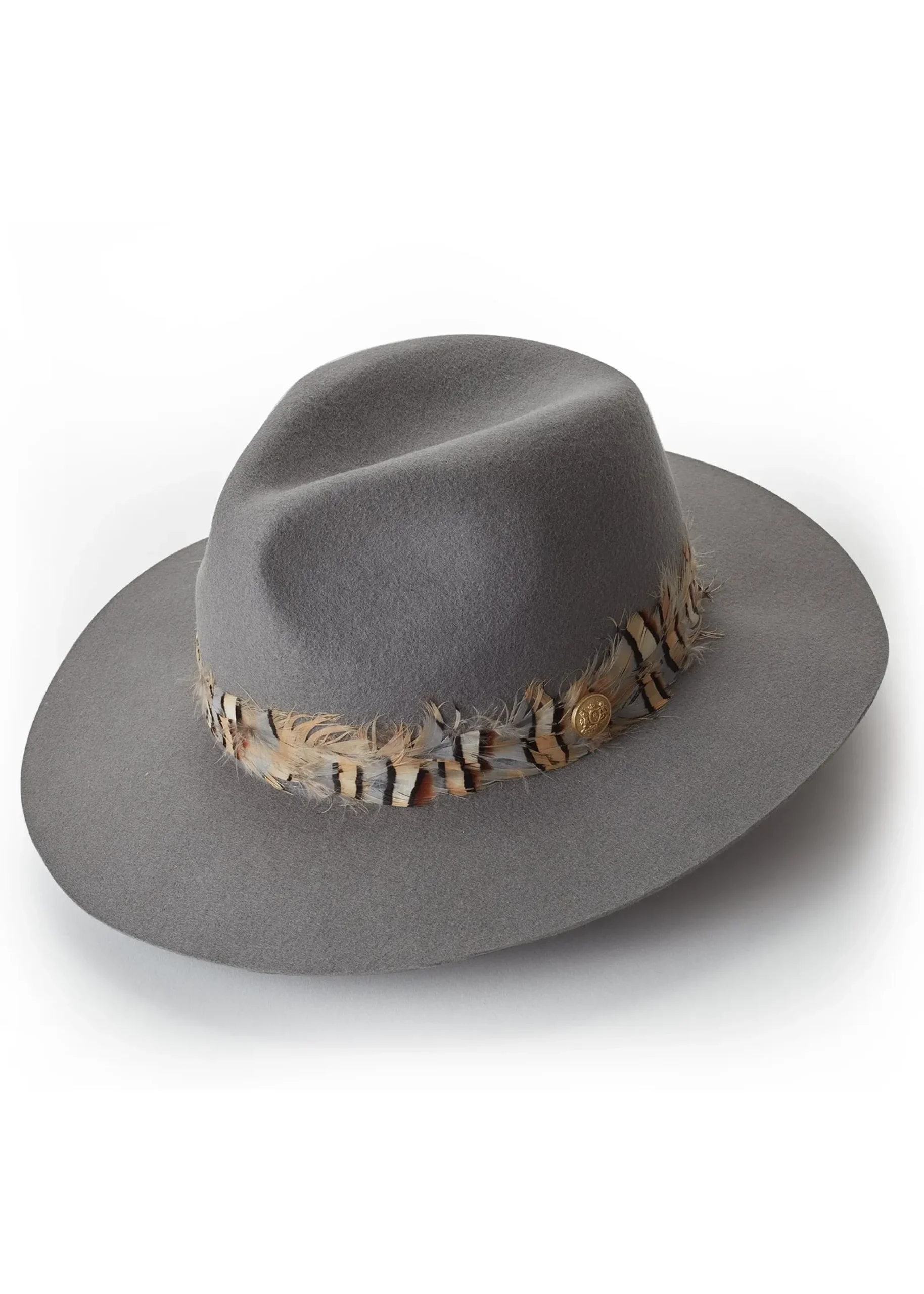 Holland Cooper Trilby Hat Double Feather Band Light Grey Online