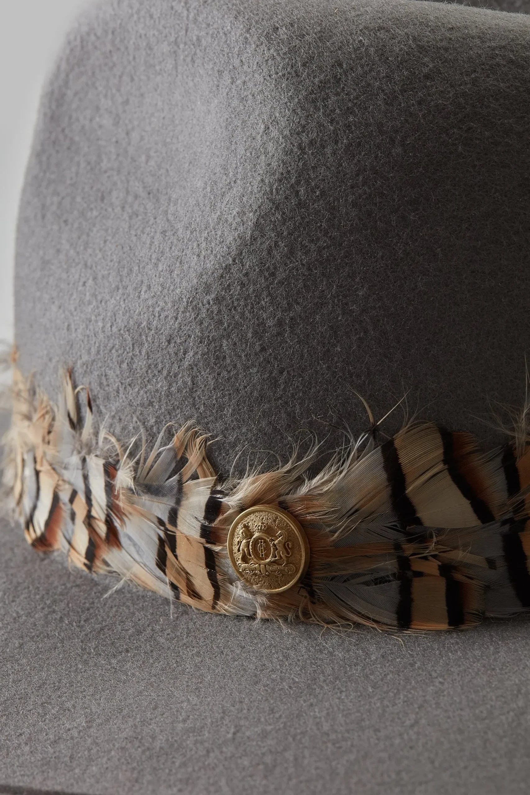 Holland Cooper Trilby Hat Double Feather Band Light Grey Online