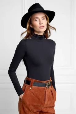 Holland Cooper Trilby Hat Gold Feather Black Hot