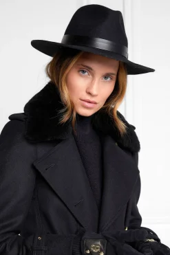 Holland Cooper Trilby Hat Leather Band Black Outlet