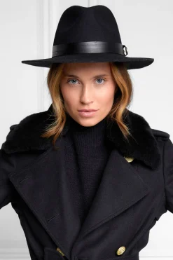 Holland Cooper Trilby Hat Leather Band Black Outlet