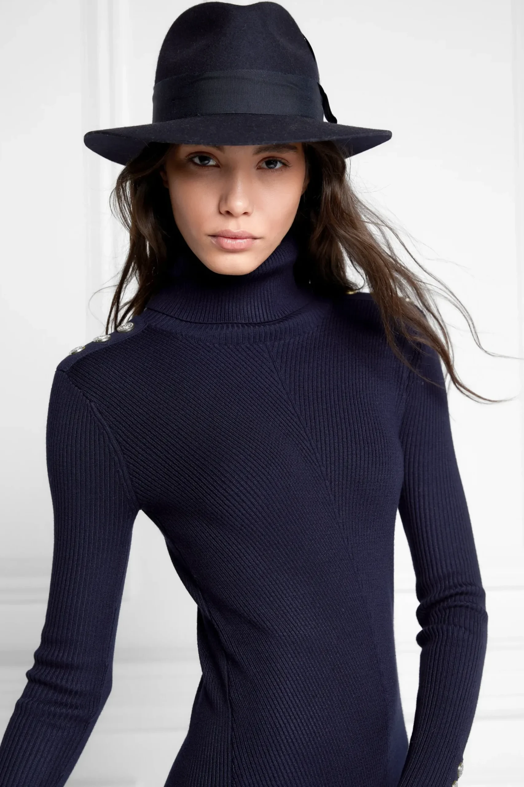 Holland Cooper Trilby Hat Spot Feather Ink Navy Hot