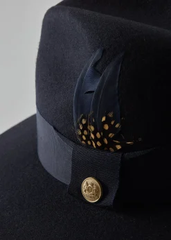 Holland Cooper Trilby Hat Spot Feather Ink Navy Hot