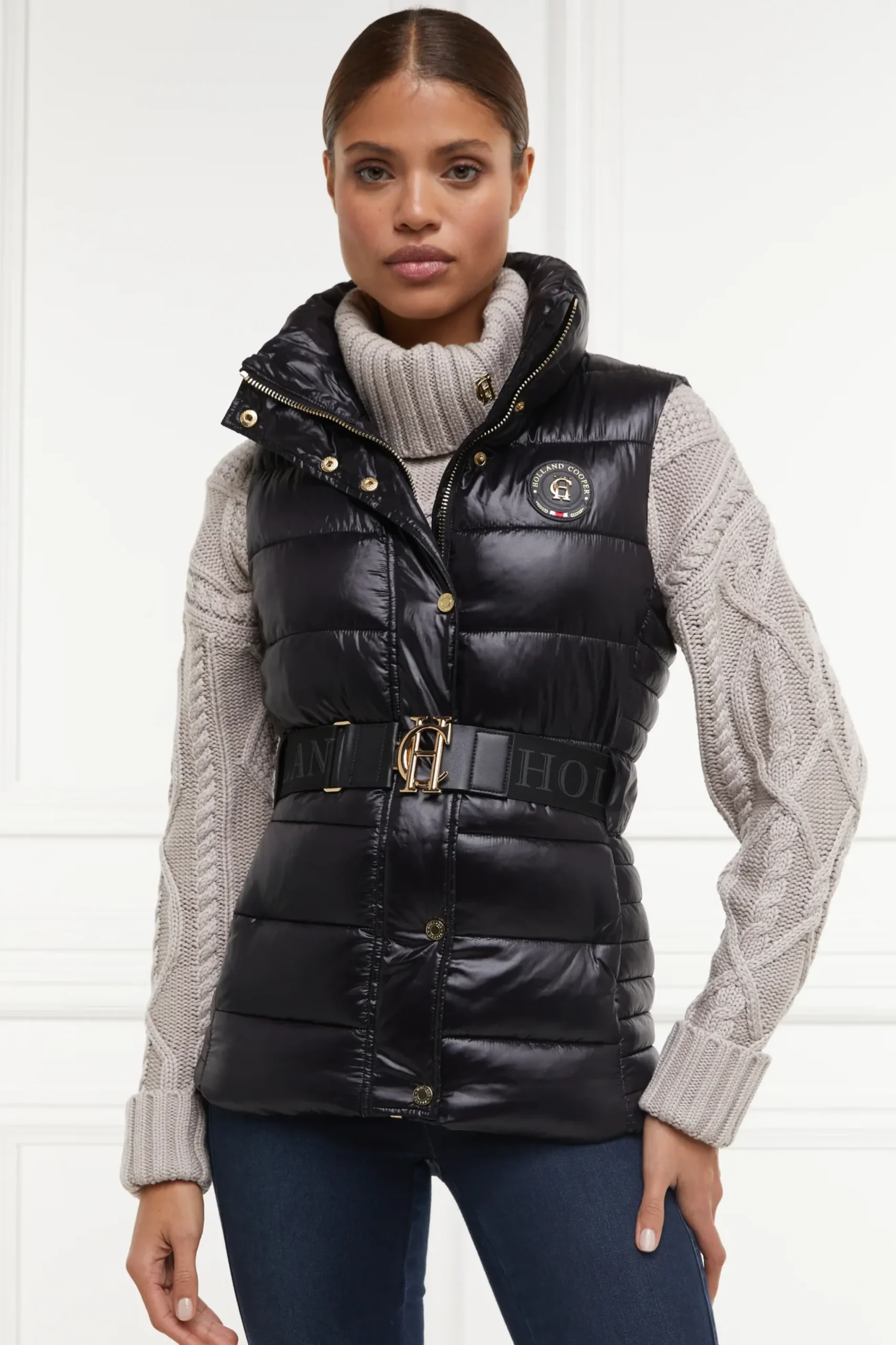 Holland Cooper Valais Quilted Gilet Black New