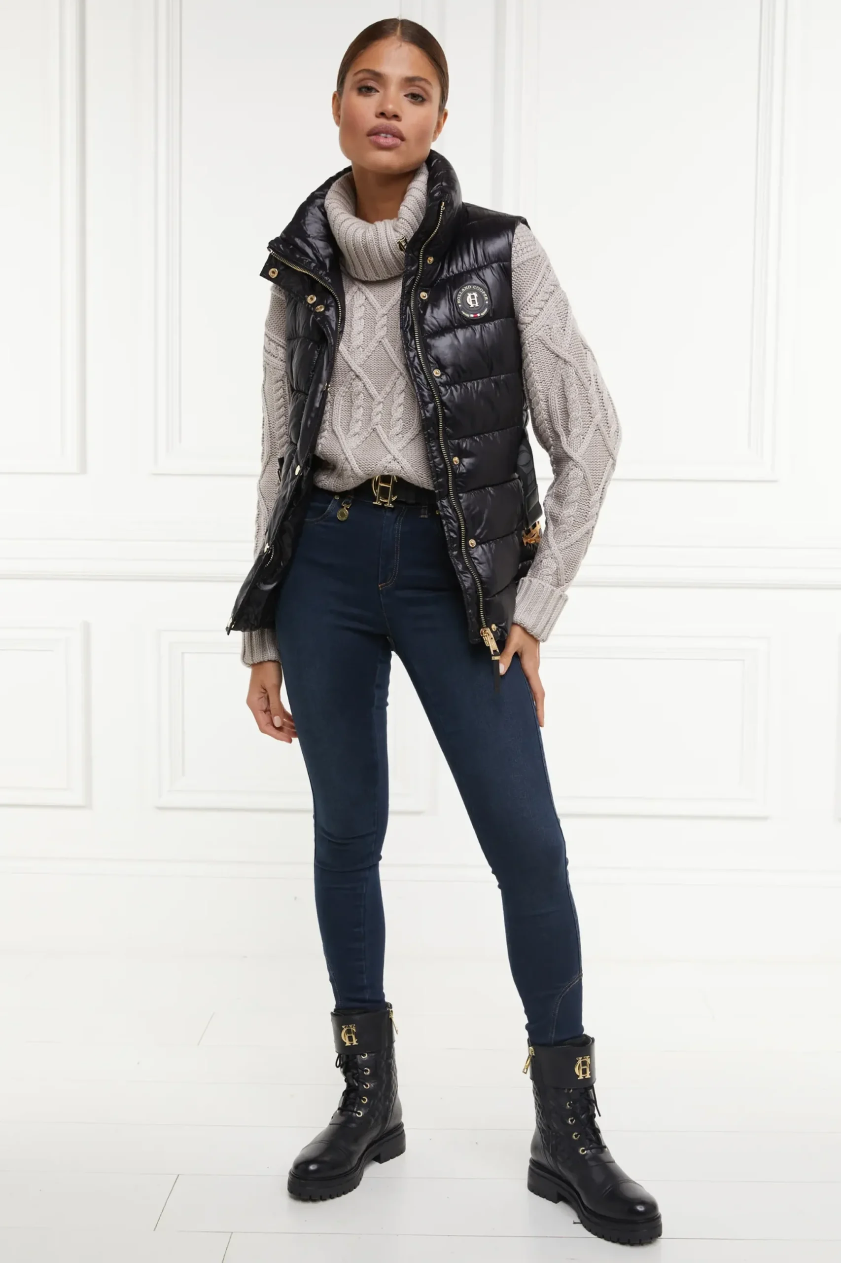 Holland Cooper Valais Quilted Gilet Black New