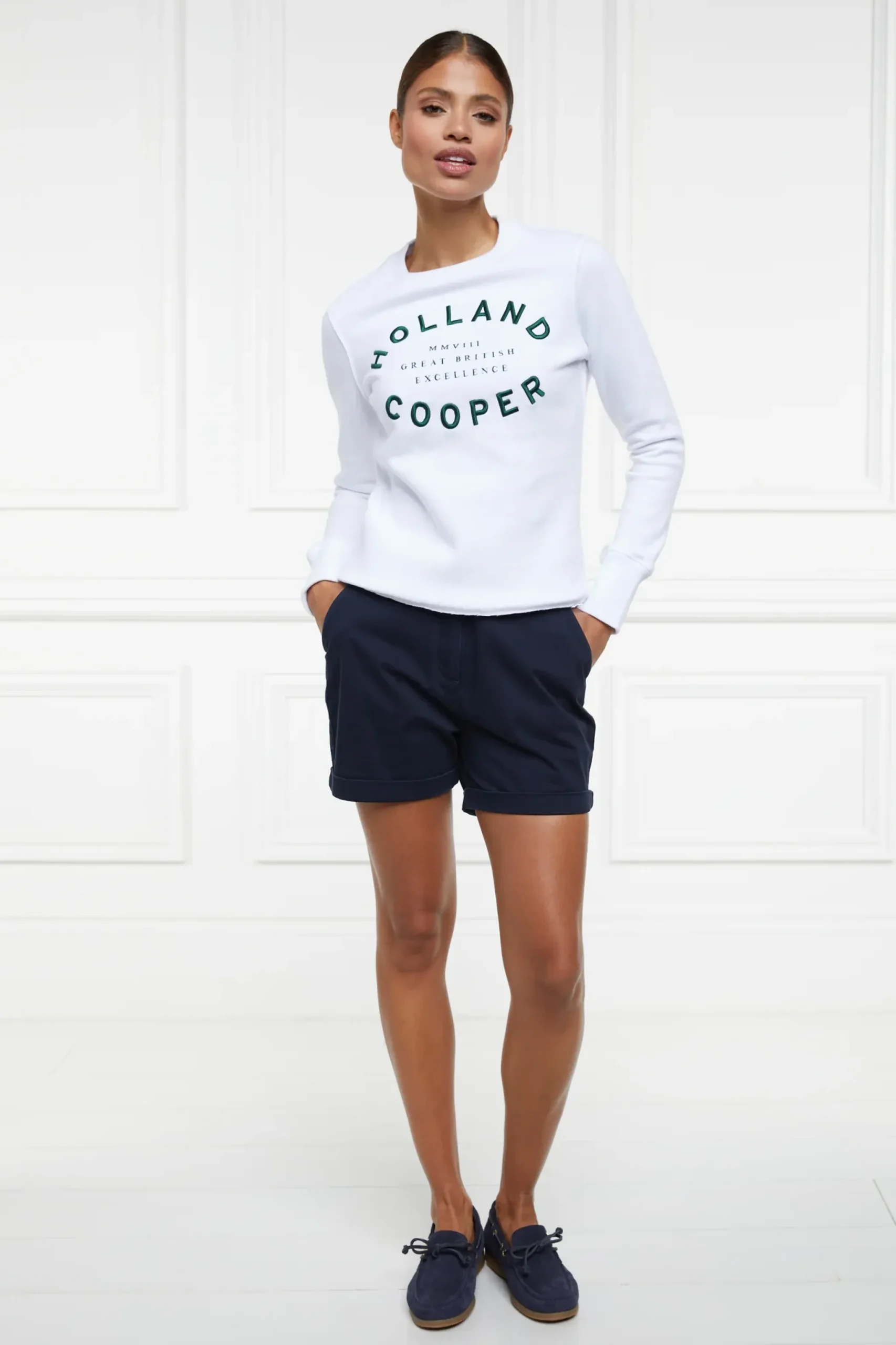 Holland Cooper Varsity Crew White Sale