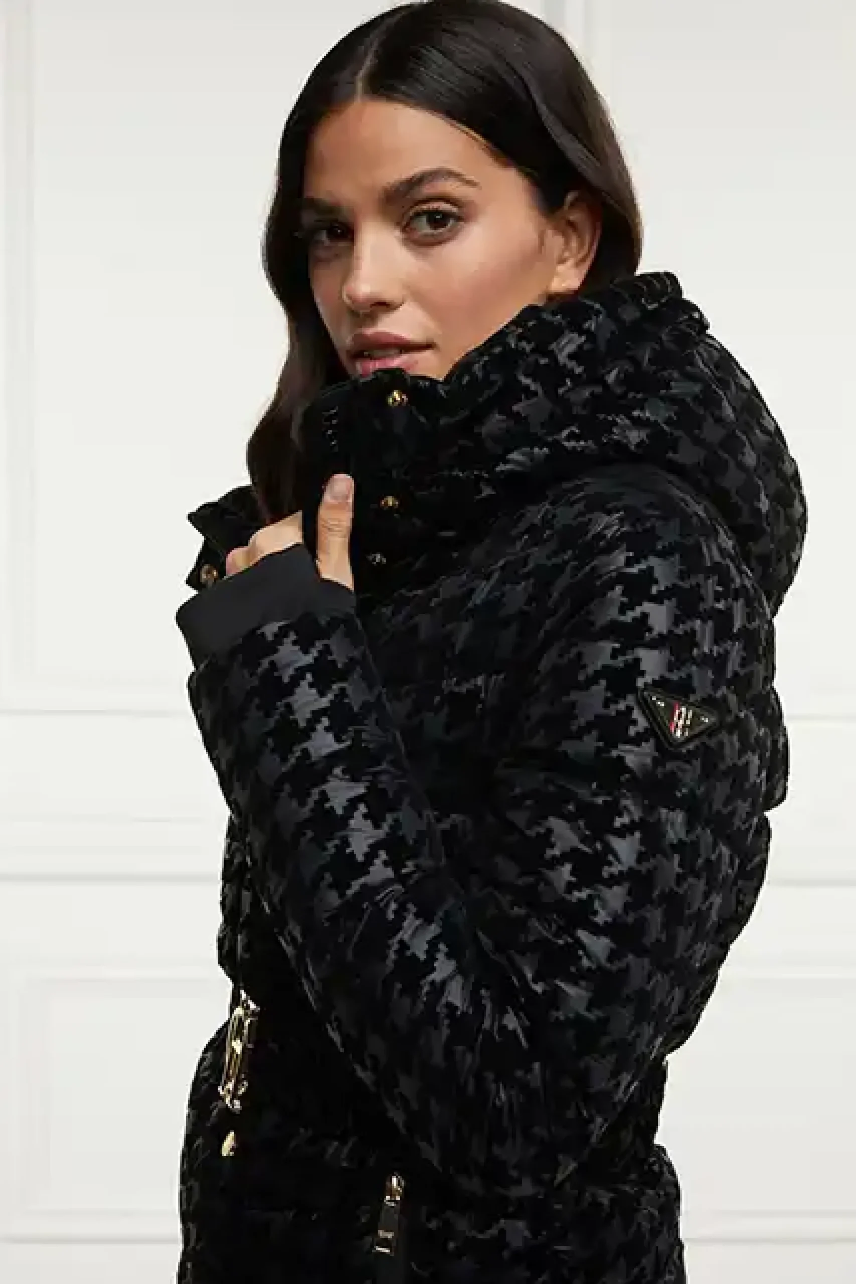 Holland Cooper Vermont Puffer Jacket Mono Houndstooth Sale