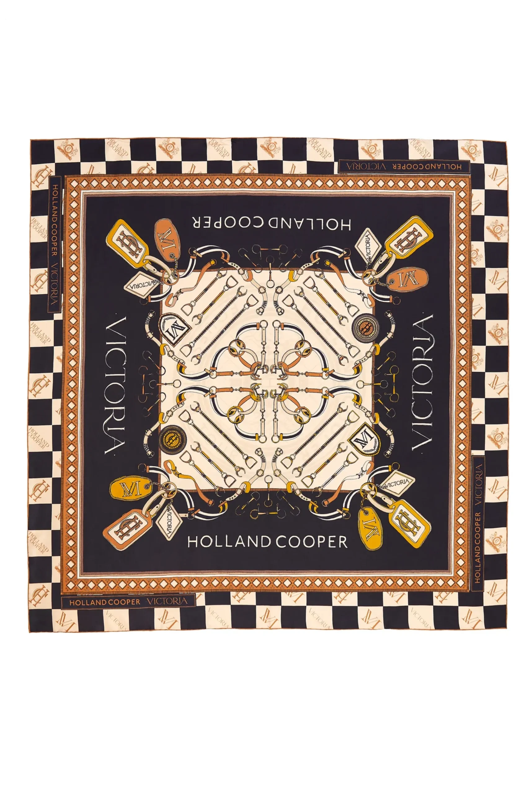 Holland Cooper Victoria Silk Scarf Ink Navy Outlet