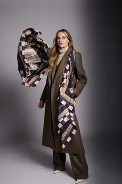 Holland Cooper Victoria Silk Scarf Ink Navy Outlet