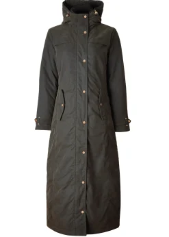Holland Cooper Wax Longline Field Coat Dark Olive