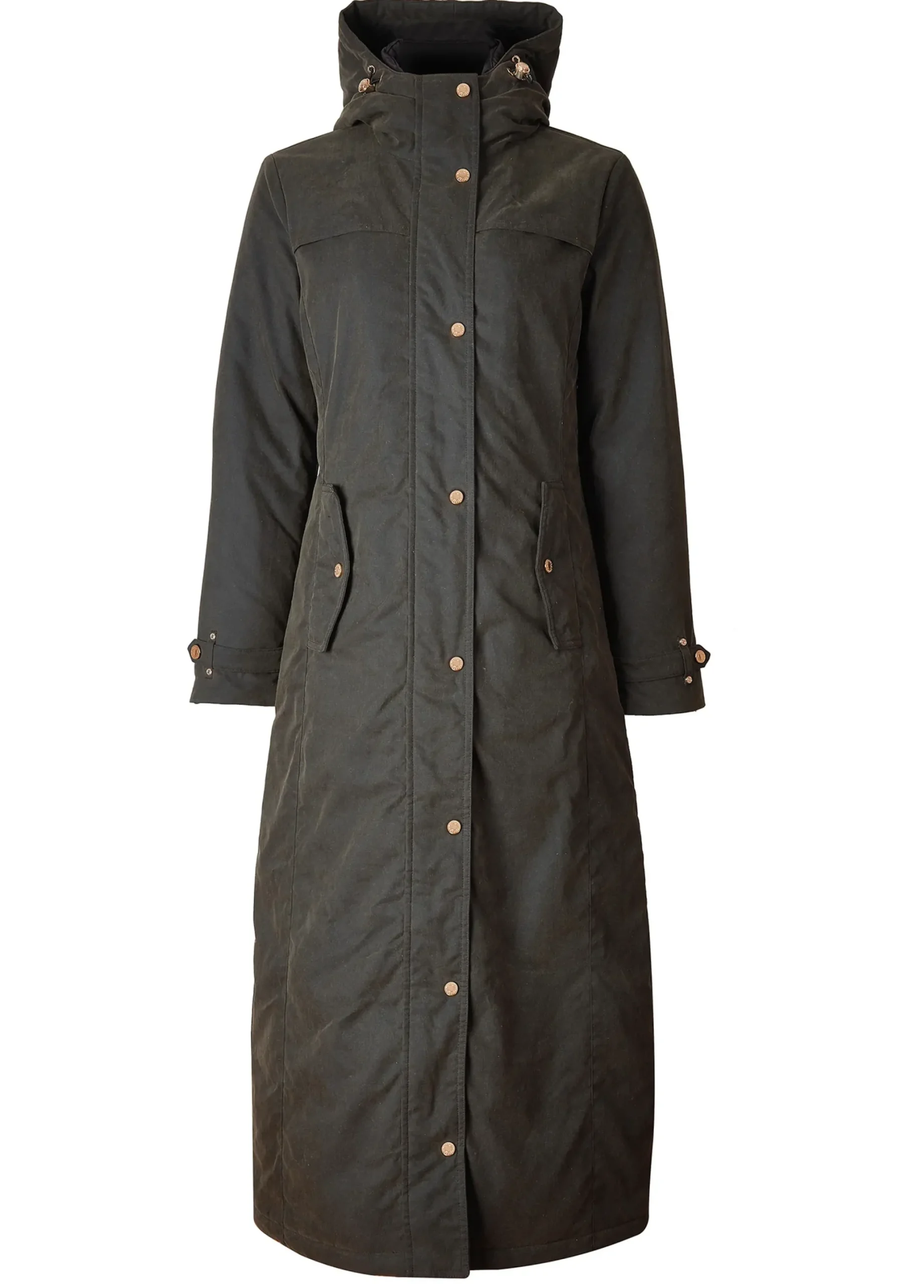Holland Cooper Wax Longline Field Coat Dark Olive