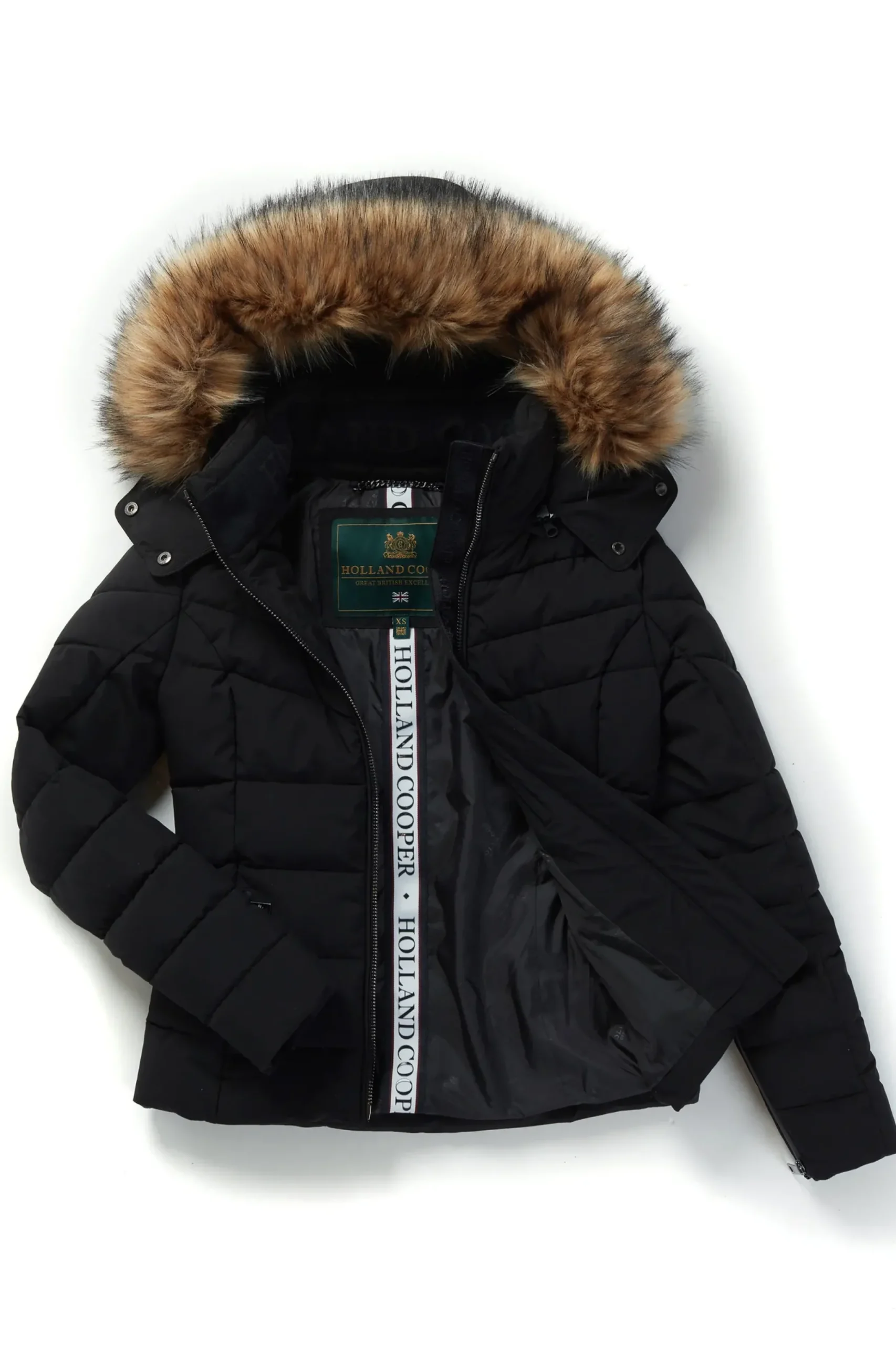 Holland Cooper Whistler Puffer Jacket Black Natural Outlet