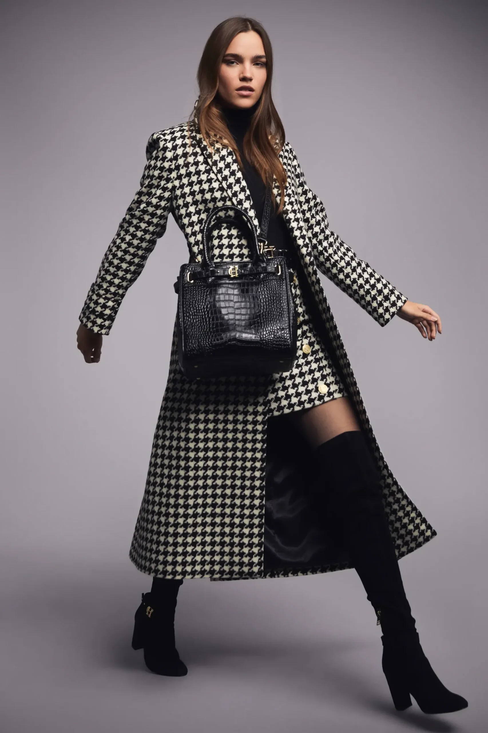 Holland Cooper Wrap Coat Large Scale Houndstooth Sale