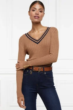 Holland Cooper Zoe Knit Dark Camel Marl Sale