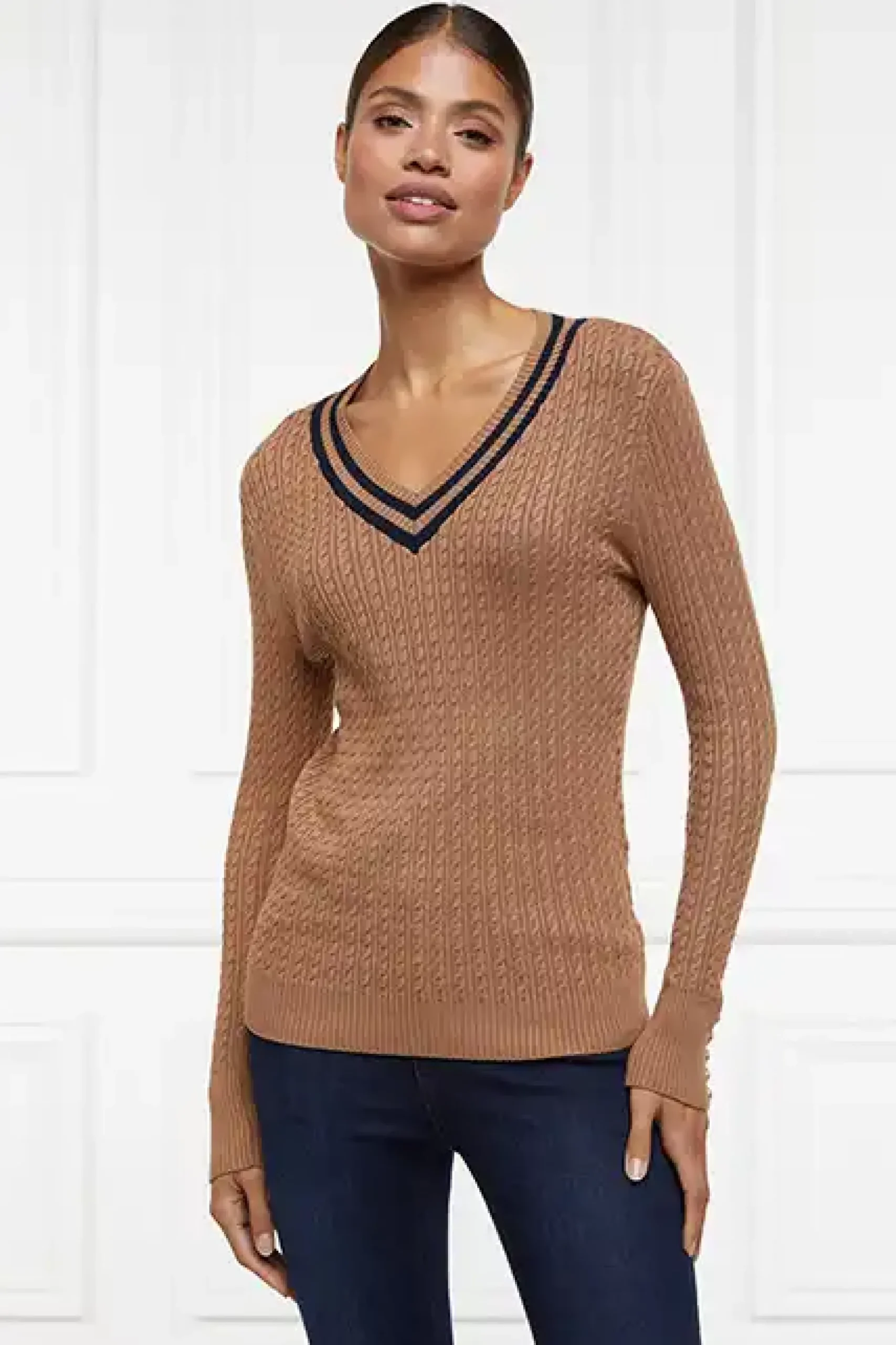 Holland Cooper Zoe Knit Dark Camel Marl Sale